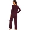 imageWiWi Pajamas for Women Long Sleeve Sleepwear with Pants Set Soft Casual Pj Warm Lounge Sets SXXLAbrownish Red
