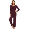 imageWiWi Pajamas for Women Long Sleeve Sleepwear with Pants Set Soft Casual Pj Warm Lounge Sets SXXLAbrownish Red