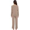 imageWiWi Pajamas for Women Long Sleeve Sleepwear with Pants Set Soft Casual Pj Warm Lounge Sets SXXLAcamel