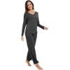 imageWiWi Pajamas for Women Long Sleeve Sleepwear with Pants Set Soft Casual Pj Warm Lounge Sets SXXLAcharcoal Heather