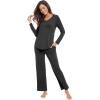 imageWiWi Pajamas for Women Long Sleeve Sleepwear with Pants Set Soft Casual Pj Warm Lounge Sets SXXLAcharcoal Heather