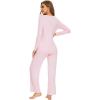 imageWiWi Pajamas for Women Long Sleeve Sleepwear with Pants Set Soft Casual Pj Warm Lounge Sets SXXLApink