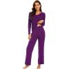imageWiWi Pajamas for Women Long Sleeve Sleepwear with Pants Set Soft Casual Pj Warm Lounge Sets SXXLApurplish Red