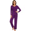 imageWiWi Pajamas for Women Long Sleeve Sleepwear with Pants Set Soft Casual Pj Warm Lounge Sets SXXLApurplish Red