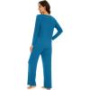imageWiWi Pajamas for Women Long Sleeve Sleepwear with Pants Set Soft Casual Pj Warm Lounge Sets SXXLAteal Blue