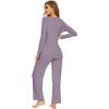 imageWiWi Pajamas for Women Long Sleeve Sleepwear with Pants Set Soft Casual Pj Warm Lounge Sets SXXLAviolet