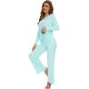 imageWiWi Pajamas for Women Long Sleeve Sleepwear with Pants Set Soft Casual Pj Warm Lounge Sets SXXLBaqua