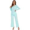 imageWiWi Pajamas for Women Long Sleeve Sleepwear with Pants Set Soft Casual Pj Warm Lounge Sets SXXLBaqua
