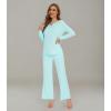 imageWiWi Pajamas for Women Long Sleeve Sleepwear with Pants Set Soft Casual Pj Warm Lounge Sets SXXLBaqua