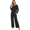 imageWiWi Pajamas for Women Long Sleeve Sleepwear with Pants Set Soft Casual Pj Warm Lounge Sets SXXLBblack