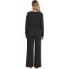 imageWiWi Pajamas for Women Long Sleeve Sleepwear with Pants Set Soft Casual Pj Warm Lounge Sets SXXLBblack