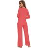 imageWiWi Pajamas for Women Long Sleeve Sleepwear with Pants Set Soft Casual Pj Warm Lounge Sets SXXLBcoral