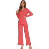 imageWiWi Pajamas for Women Long Sleeve Sleepwear with Pants Set Soft Casual Pj Warm Lounge Sets SXXLBcoral