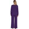 imageWiWi Pajamas for Women Long Sleeve Sleepwear with Pants Set Soft Casual Pj Warm Lounge Sets SXXLBdark Purple