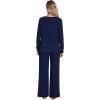 imageWiWi Pajamas for Women Long Sleeve Sleepwear with Pants Set Soft Casual Pj Warm Lounge Sets SXXLBnavy