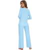 imageWiWi Pajamas for Women Long Sleeve Sleepwear with Pants Set Soft Casual Pj Warm Lounge Sets SXXLBpale Blue