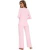 imageWiWi Pajamas for Women Long Sleeve Sleepwear with Pants Set Soft Casual Pj Warm Lounge Sets SXXLBpink
