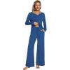 imageWiWi Pajamas for Women Long Sleeve Sleepwear with Pants Set Soft Casual Pj Warm Lounge Sets SXXLBprussian Blue