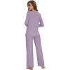 imageWiWi Pajamas for Women Long Sleeve Sleepwear with Pants Set Soft Casual Pj Warm Lounge Sets SXXLBviolet