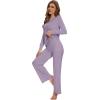 imageWiWi Pajamas for Women Long Sleeve Sleepwear with Pants Set Soft Casual Pj Warm Lounge Sets SXXLBviolet