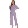 imageWiWi Pajamas for Women Long Sleeve Sleepwear with Pants Set Soft Casual Pj Warm Lounge Sets SXXLBviolet