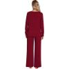 imageWiWi Pajamas for Women Long Sleeve Sleepwear with Pants Set Soft Casual Pj Warm Lounge Sets SXXLBwine Red