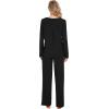 imageWiWi Pajamas for Women Long Sleeve Sleepwear with Pants Set Soft Casual Pj Warm Lounge Sets SXXLCblack