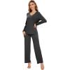 imageWiWi Pajamas for Women Long Sleeve Sleepwear with Pants Set Soft Casual Pj Warm Lounge Sets SXXLCcharcoal Heather