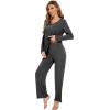 imageWiWi Pajamas for Women Long Sleeve Sleepwear with Pants Set Soft Casual Pj Warm Lounge Sets SXXLCcharcoal Heather