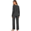 imageWiWi Pajamas for Women Long Sleeve Sleepwear with Pants Set Soft Casual Pj Warm Lounge Sets SXXLCcharcoal Heather