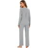 imageWiWi Pajamas for Women Long Sleeve Sleepwear with Pants Set Soft Casual Pj Warm Lounge Sets SXXLCheather Grey