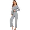 imageWiWi Pajamas for Women Long Sleeve Sleepwear with Pants Set Soft Casual Pj Warm Lounge Sets SXXLCheather Grey