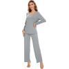 imageWiWi Pajamas for Women Long Sleeve Sleepwear with Pants Set Soft Casual Pj Warm Lounge Sets SXXLCheather Grey