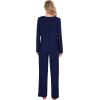 imageWiWi Pajamas for Women Long Sleeve Sleepwear with Pants Set Soft Casual Pj Warm Lounge Sets SXXLCnavy