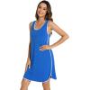 imageWiWi Soft Viscose from Bamboo Sleeveless Nightgowns for Women UNeck Tank Pajamas Gowns Sleep Shirt SXXLBright Blue