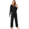 imageWiWi Viscose from Bamboo Pajama Set for Women 2 Pieces Long Sleeve Loungwear Soft Sleepwear Loose Comfy Pj Sets Pockets SXXLAblack