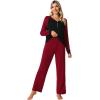 imageWiWi Viscose from Bamboo Pajama Set for Women 2 Pieces Long Sleeve Loungwear Soft Sleepwear Loose Comfy Pj Sets Pockets SXXLAblackWine Red