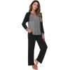 imageWiWi Viscose from Bamboo Pajama Set for Women 2 Pieces Long Sleeve Loungwear Soft Sleepwear Loose Comfy Pj Sets Pockets SXXLAdark Heather GreyBlack