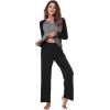 imageWiWi Viscose from Bamboo Pajama Set for Women 2 Pieces Long Sleeve Loungwear Soft Sleepwear Loose Comfy Pj Sets Pockets SXXLAdark Heather GreyBlack