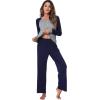 imageWiWi Viscose from Bamboo Pajama Set for Women 2 Pieces Long Sleeve Loungwear Soft Sleepwear Loose Comfy Pj Sets Pockets SXXLAheather GreyNavy