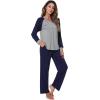 imageWiWi Viscose from Bamboo Pajama Set for Women 2 Pieces Long Sleeve Loungwear Soft Sleepwear Loose Comfy Pj Sets Pockets SXXLAheather GreyNavy