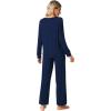 imageWiWi Viscose from Bamboo Pajama Set for Women 2 Pieces Long Sleeve Loungwear Soft Sleepwear Loose Comfy Pj Sets Pockets SXXLAnavy