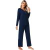 imageWiWi Viscose from Bamboo Pajama Set for Women 2 Pieces Long Sleeve Loungwear Soft Sleepwear Loose Comfy Pj Sets Pockets SXXLAnavy