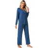 imageWiWi Viscose from Bamboo Pajama Set for Women 2 Pieces Long Sleeve Loungwear Soft Sleepwear Loose Comfy Pj Sets Pockets SXXLAprussian Blue