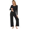 imageWiWi Viscose from Bamboo Pajama Set for Women 2 Pieces Long Sleeve Loungwear Soft Sleepwear Loose Comfy Pj Sets Pockets SXXLBblack