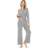 imageWiWi Viscose from Bamboo Pajama Set for Women 2 Pieces Long Sleeve Loungwear Soft Sleepwear Loose Comfy Pj Sets Pockets SXXLBheather Grey