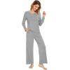imageWiWi Viscose from Bamboo Pajama Set for Women 2 Pieces Long Sleeve Loungwear Soft Sleepwear Loose Comfy Pj Sets Pockets SXXLBheather Grey