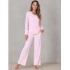 imageWiWi Viscose from Bamboo Pajama Set for Women 2 Pieces Long Sleeve Loungwear Soft Sleepwear Loose Comfy Pj Sets Pockets SXXLBpink