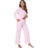 imageWiWi Viscose from Bamboo Pajama Set for Women 2 Pieces Long Sleeve Loungwear Soft Sleepwear Loose Comfy Pj Sets Pockets SXXLBpink
