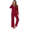 imageWiWi Viscose from Bamboo Pajama Set for Women 2 Pieces Long Sleeve Loungwear Soft Sleepwear Loose Comfy Pj Sets Pockets SXXLBwine Red